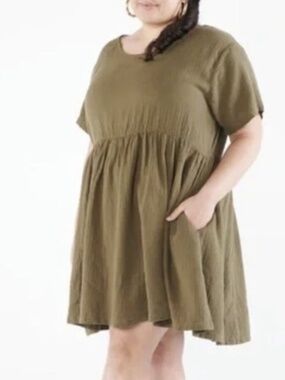 Tuesday of California Muffy Dress in Dried Oregano Green with Pockets - Size 4X